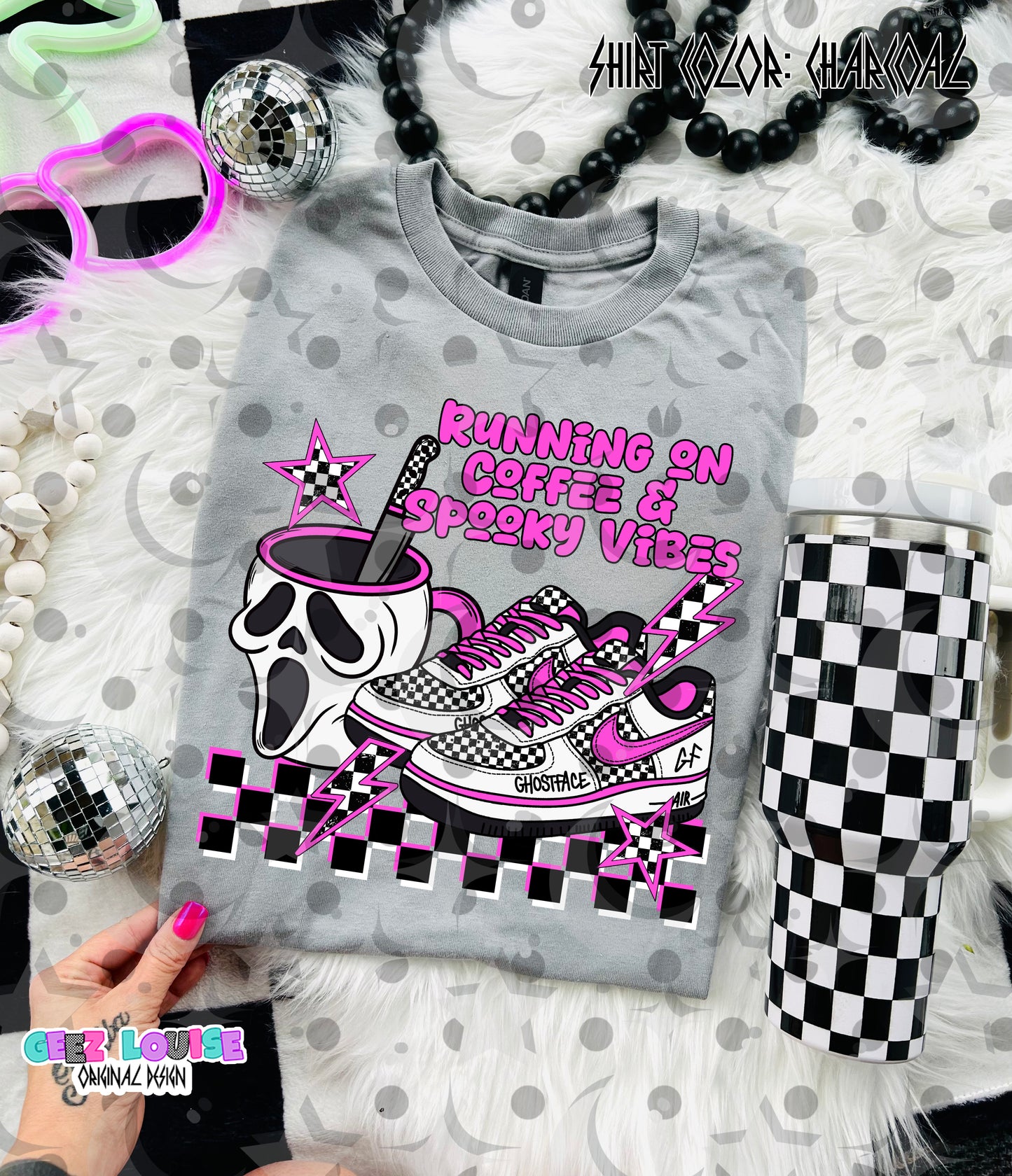 Running on Coffee & Spooky Vibes PNG | Retro Horror Inspired Design