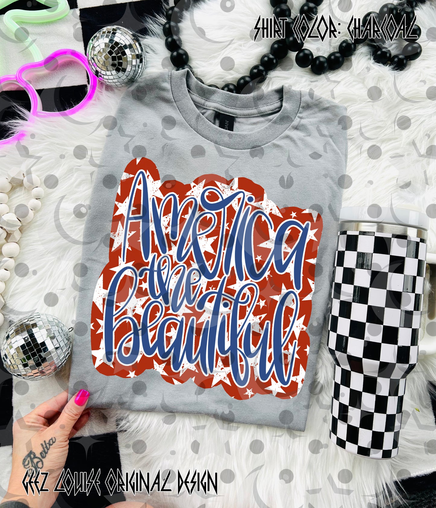 America the Beautiful PNG Bundle | 3 Patriotic Script Designs | Red White Blue Sublimation | 4th of July Shirt Designs