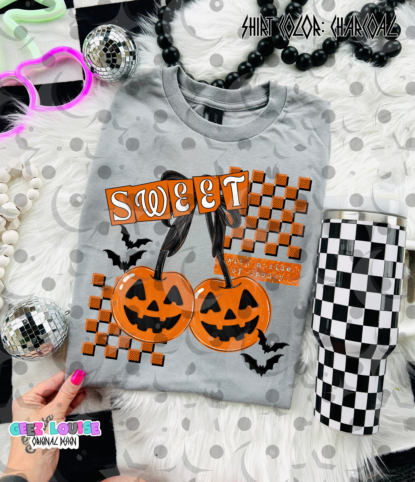 Sweet with a Side of Spooky PNG | Halloween Pumpkin Cherries Sublimation Design | Cute Halloween Digital Download