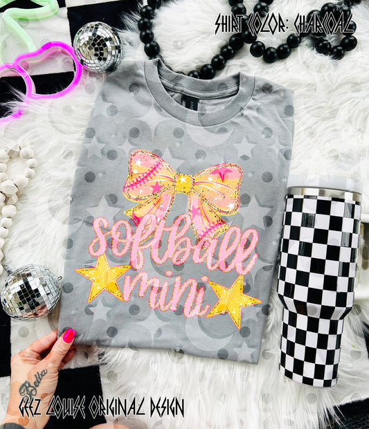 Softball Mama or mini Bow • Digital Design (PNG)