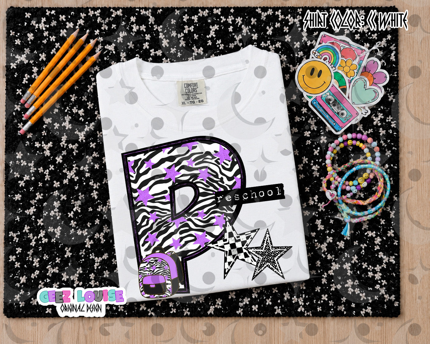 Retro Zebra purple School Grade PNG Bundle | Pre-K through 5th Grade Digital Design