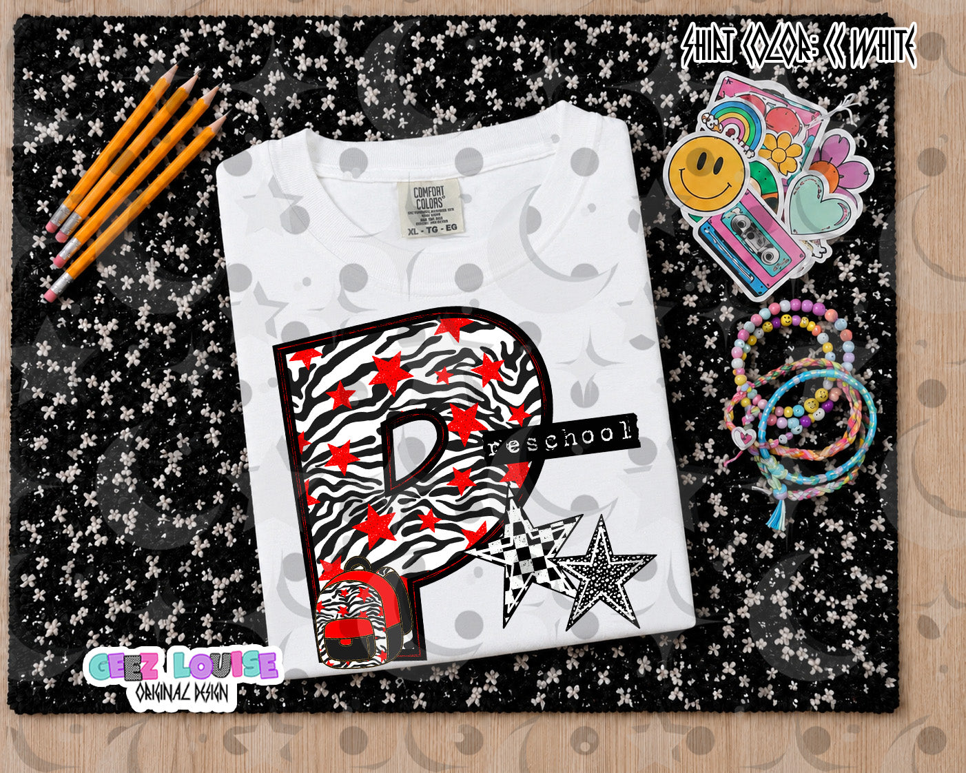 Retro Zebra red School Grade PNG Bundle | Pre-K through 5th Grade Digital Design