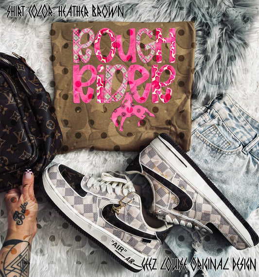 Rough Rider PNG Design | Pink Western Rodeo Shirt Design | Cowgirl Country Sublimation File