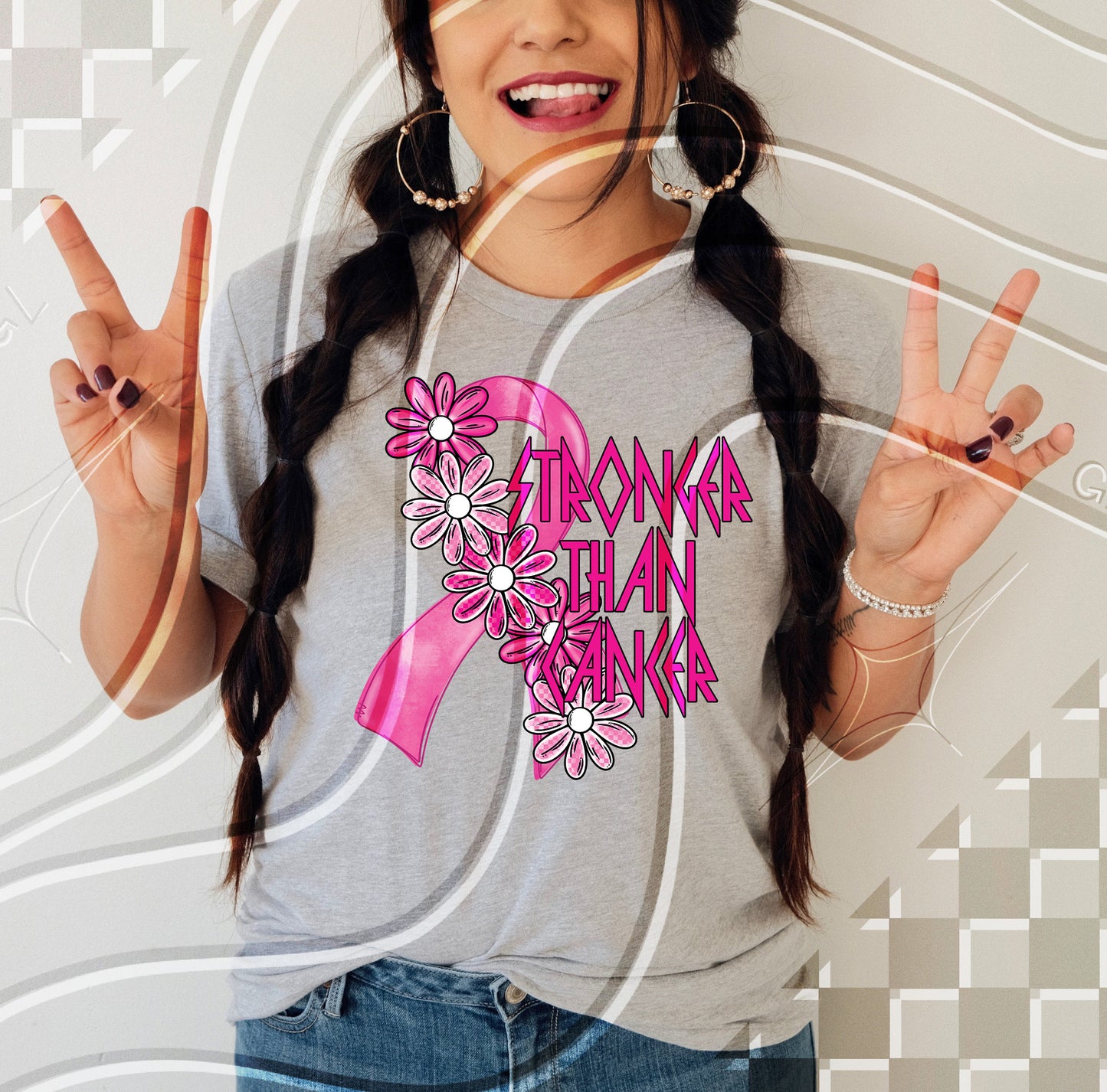 Stronger Than Cancer – Breast Cancer Awareness Digital PNG Design