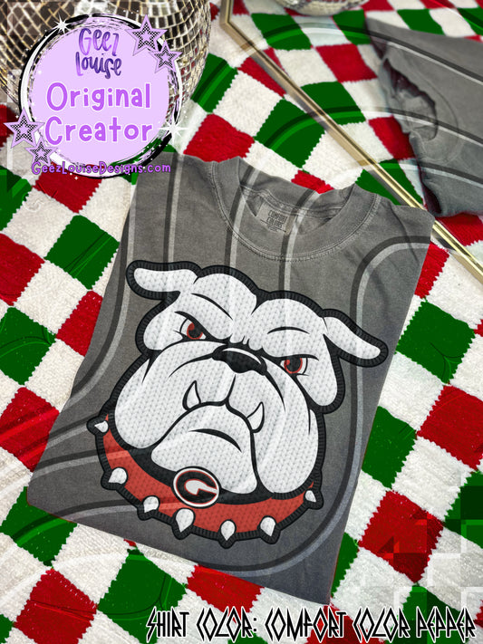 Yarn Texture Bulldog Digital Design | Cozy Knit Stitch Effect | Georgia Team Sublimation PNG