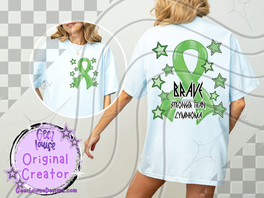 Brave – Stronger Than Lymphoma | Green Ribbon Lymphoma Awareness Digital Design