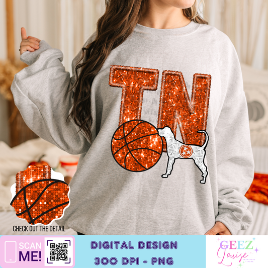 Tennessee basketball  faux sequin embroidery - Digital Download- PNG