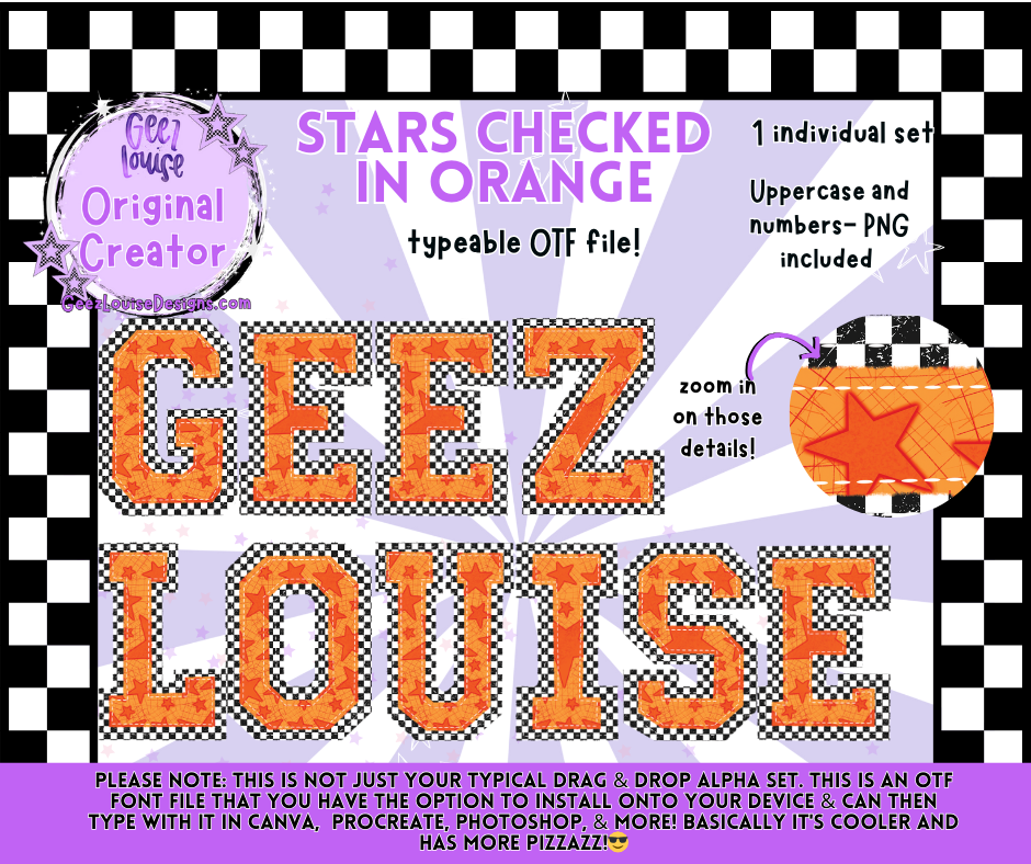 Stars Checked In – OTF Fonts + PNG | Multiple Color Variants