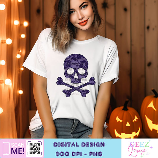 Purple Lace Skull Halloween - Digital Download- PNG