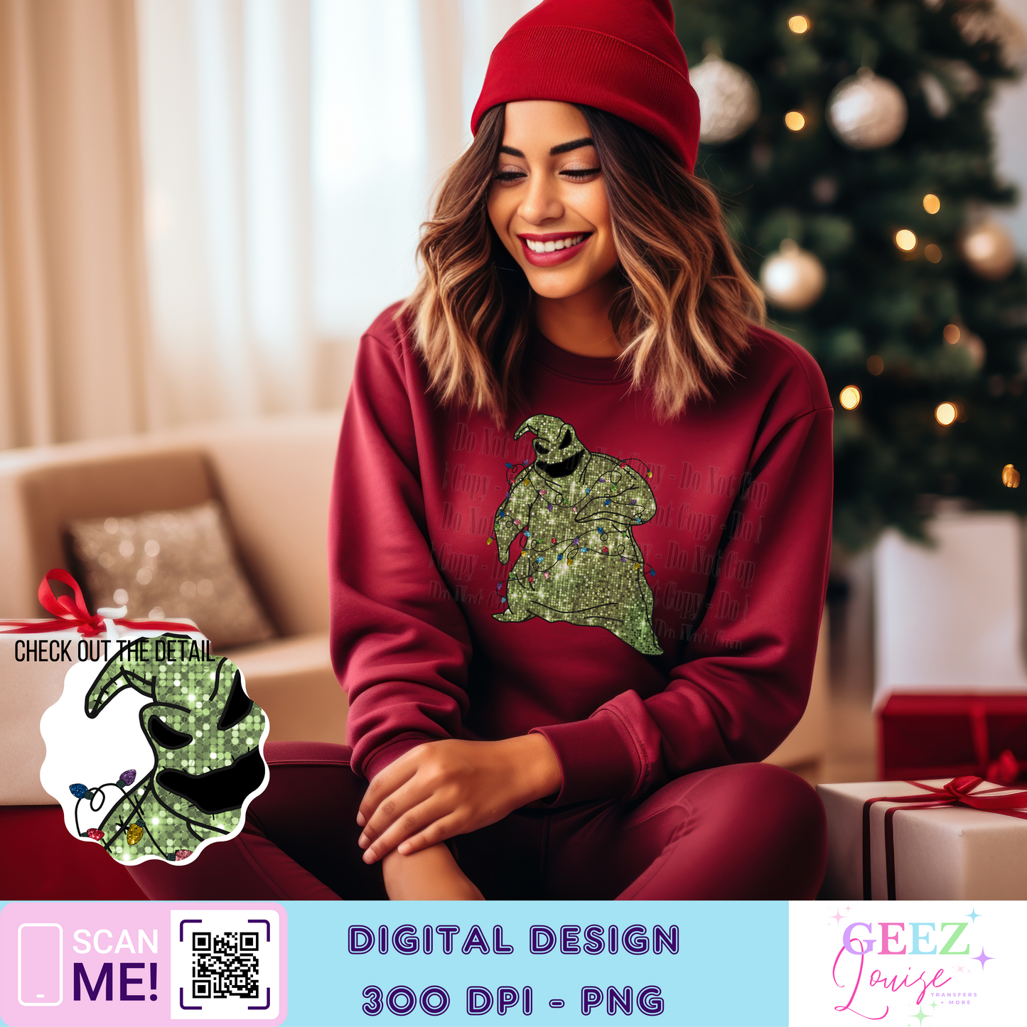 Oogie faux sequin faux embroidery - Digital Download- PNG