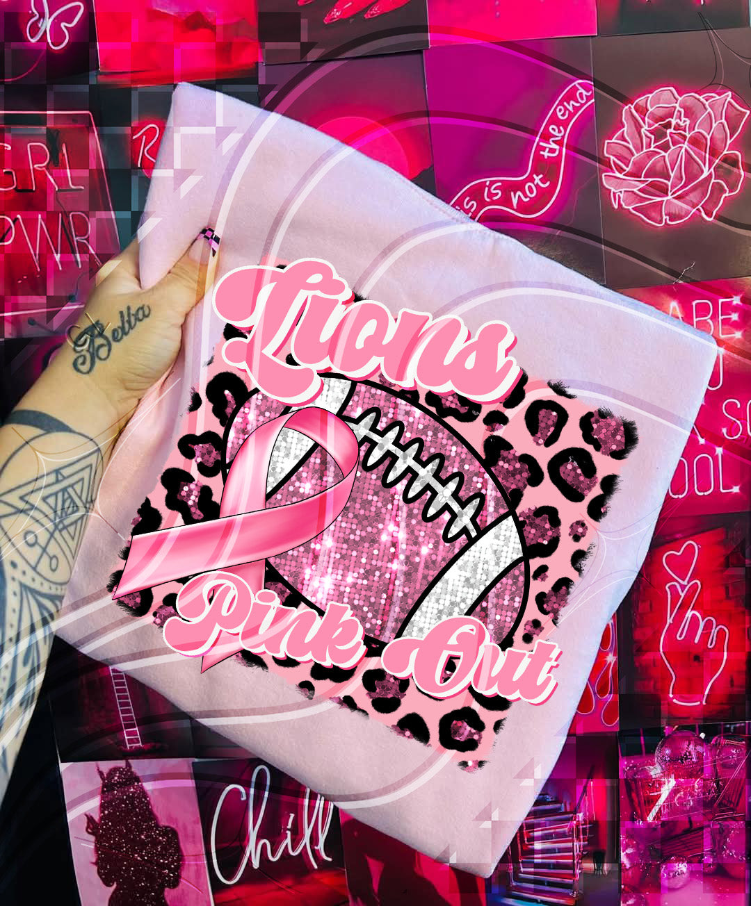 Pink Out Football Game Day Digital Design – Custom Team Name