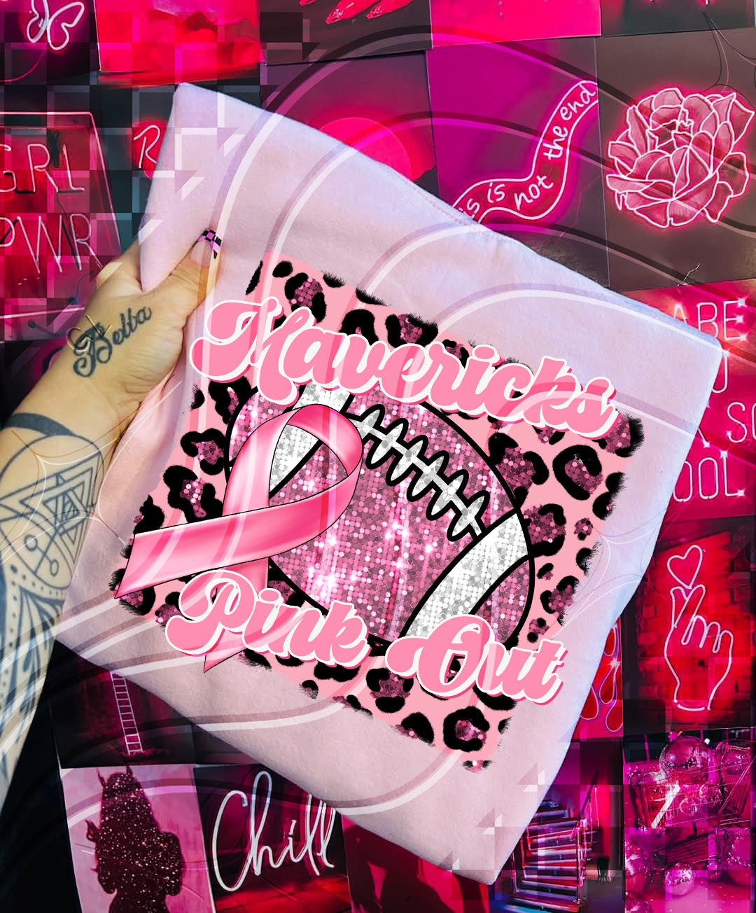 Pink Out Football Game Day Digital Design – Custom Team Name