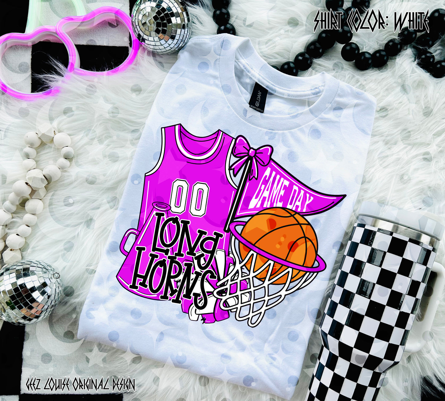Basketball Game Day Digital Design | Custom Team Spirit PNGs (100+ Teams) - Pink