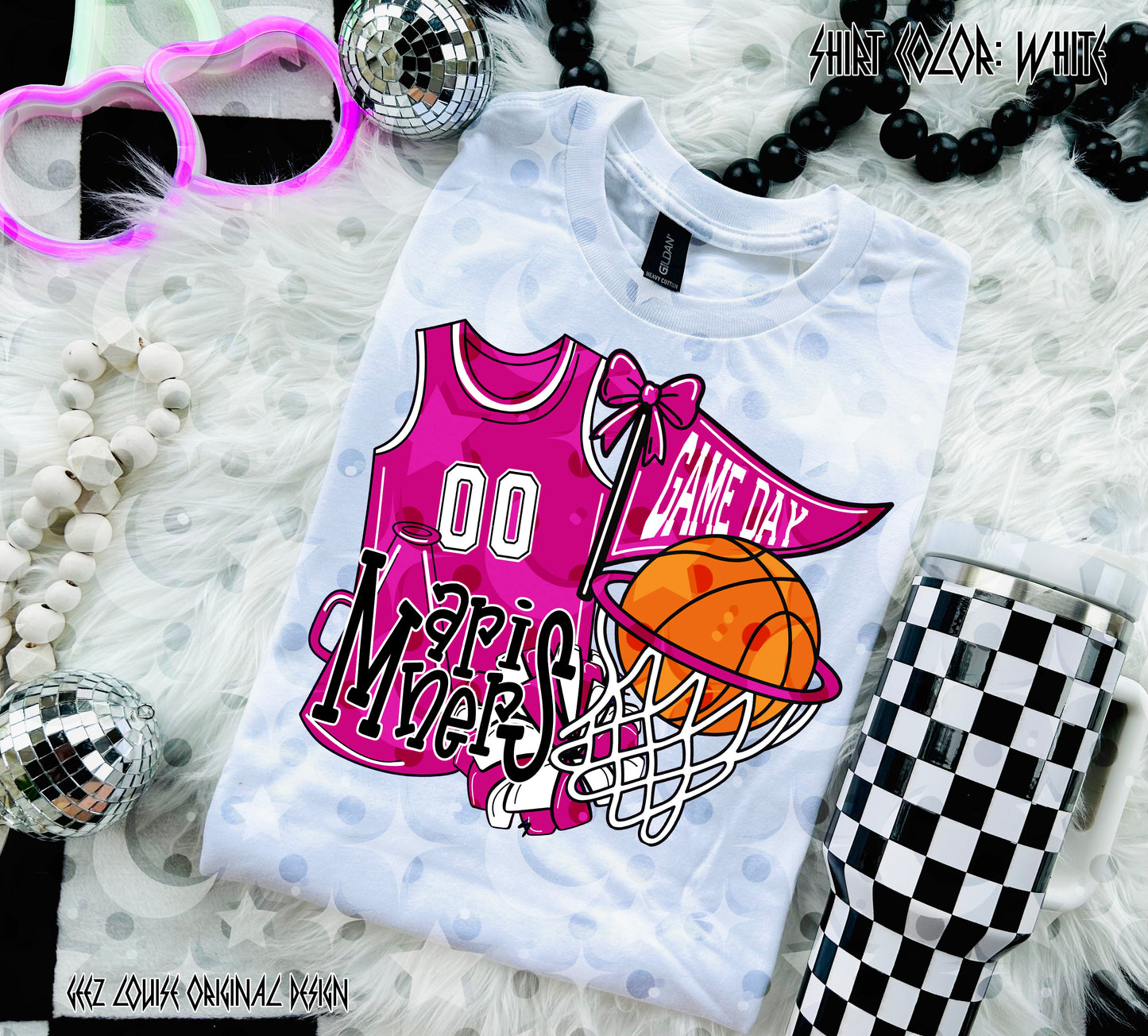 Basketball Game Day Digital Design | Custom Team Spirit PNGs (100+ Teams) - Dark Pink