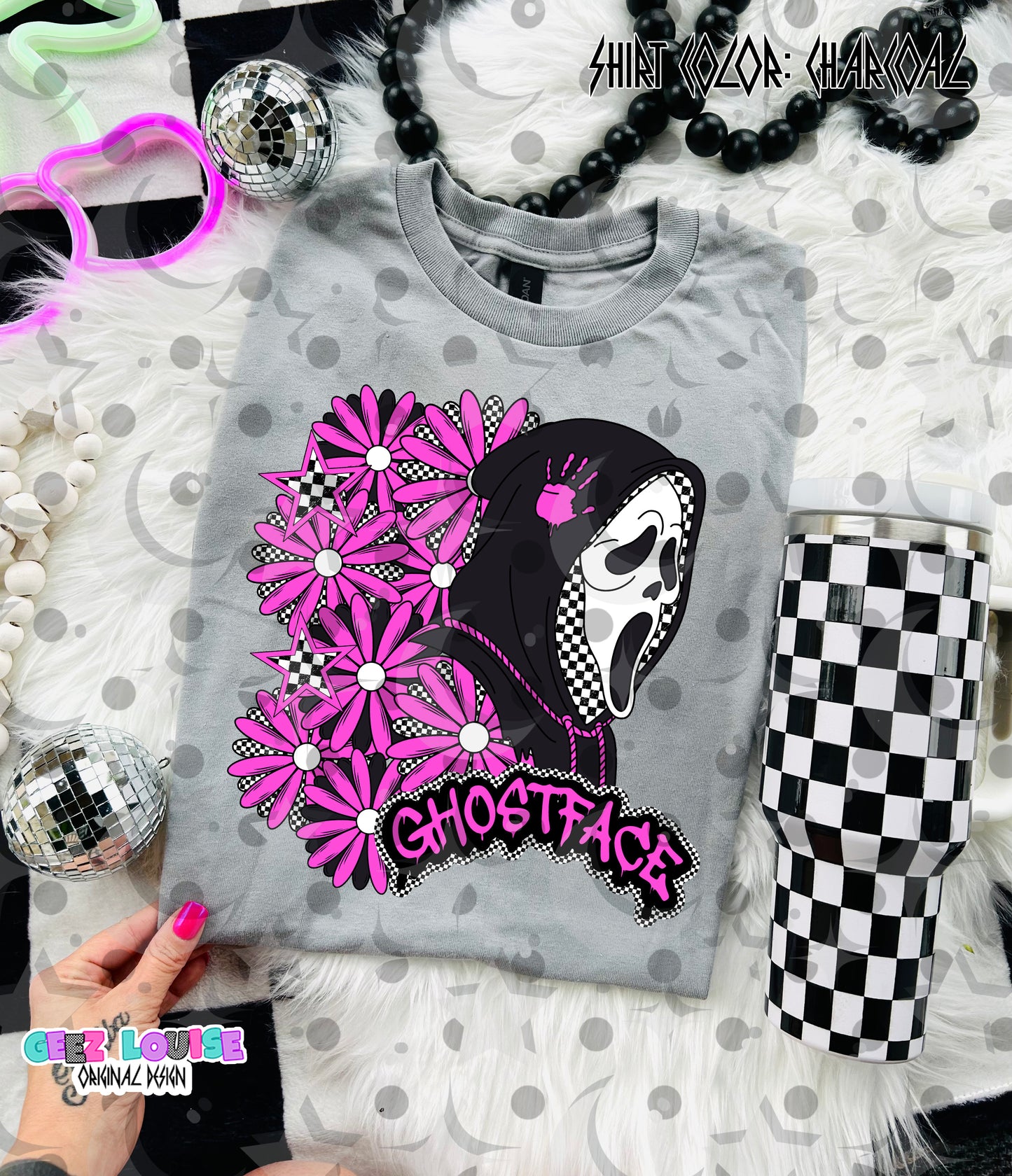 Ghostface Floral PNG | Retro Horror Flower Grunge Design