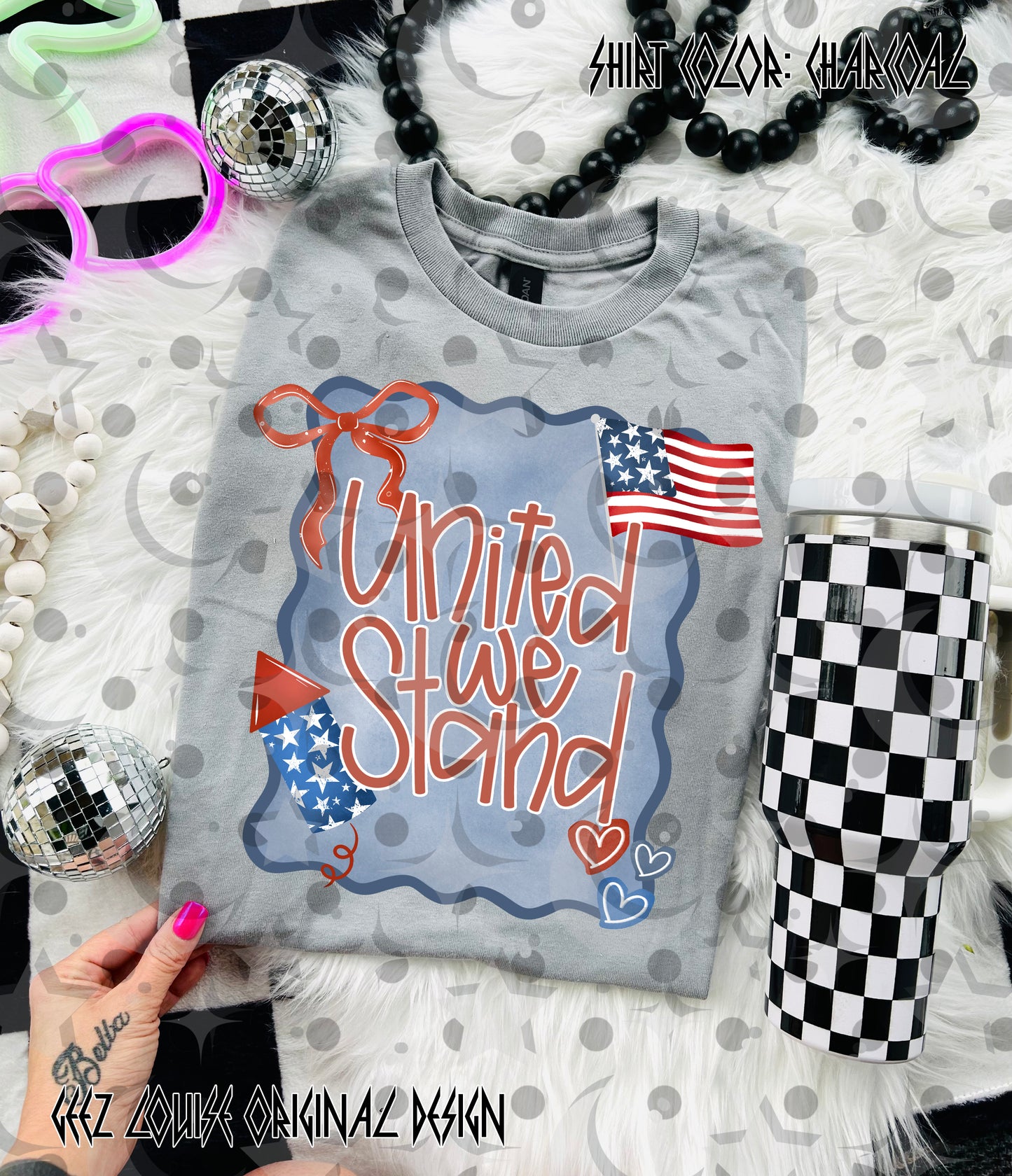 United We Stand PNG | Patriotic Coquette Bow Design | 4th of July Sublimation | USA Shirt Design