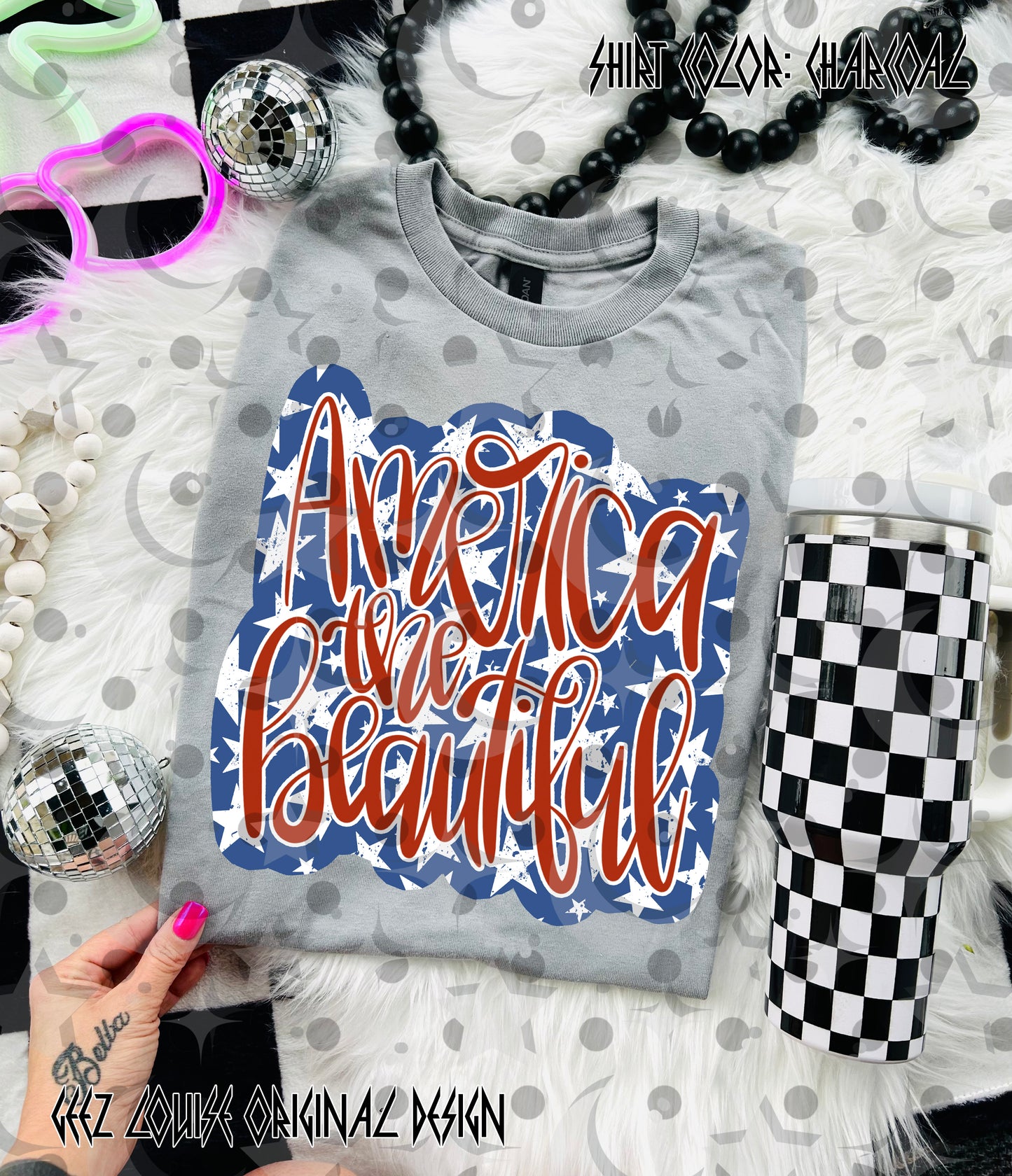 America the Beautiful PNG Bundle | 3 Patriotic Script Designs | Red White Blue Sublimation | 4th of July Shirt Designs