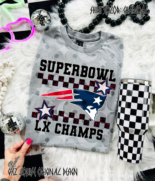 Big Game LX Champs Digital Shirt Design | Retro Star Football PNG