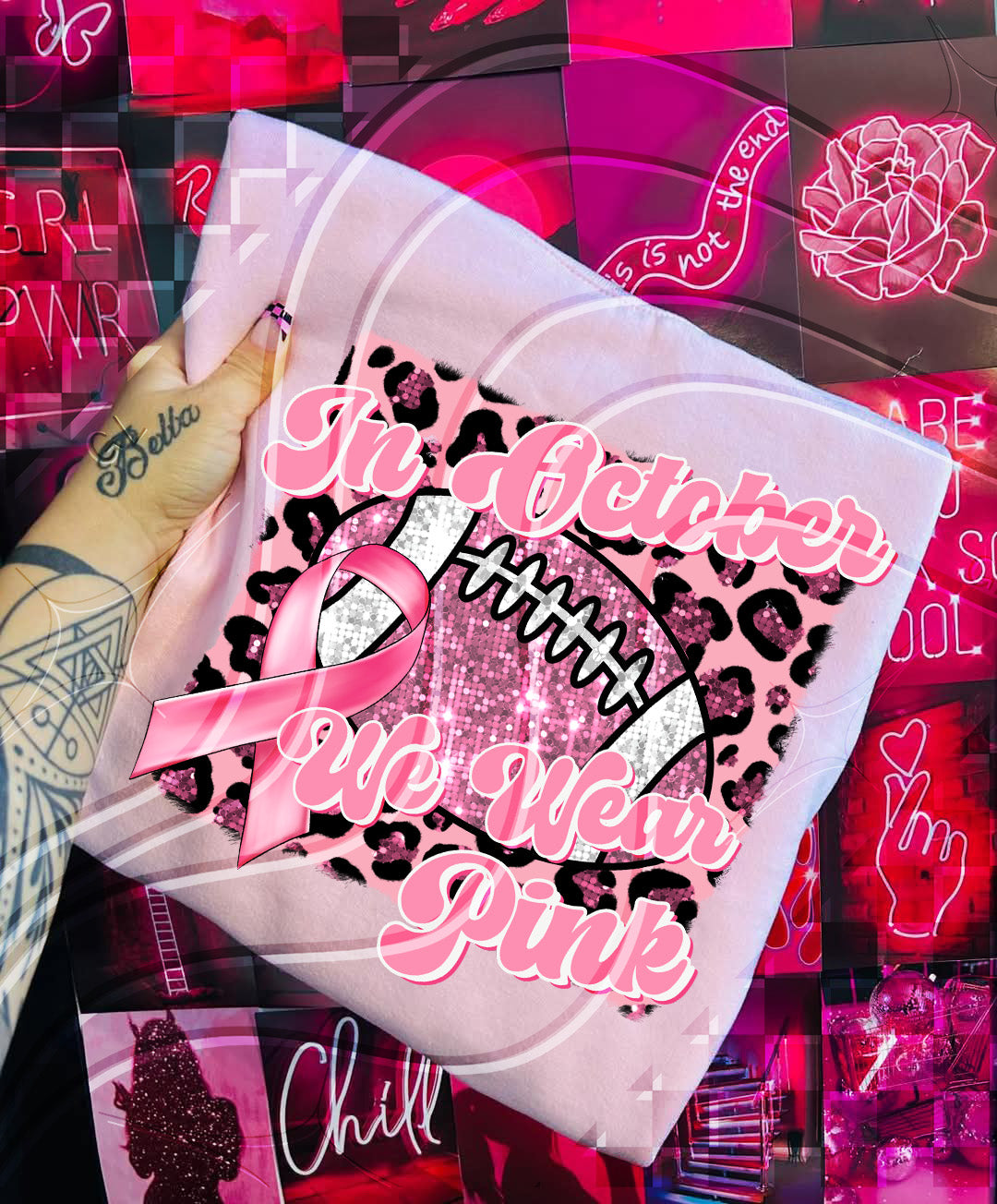 In October We Wear Pink – Football & Cheer Digital Design Set