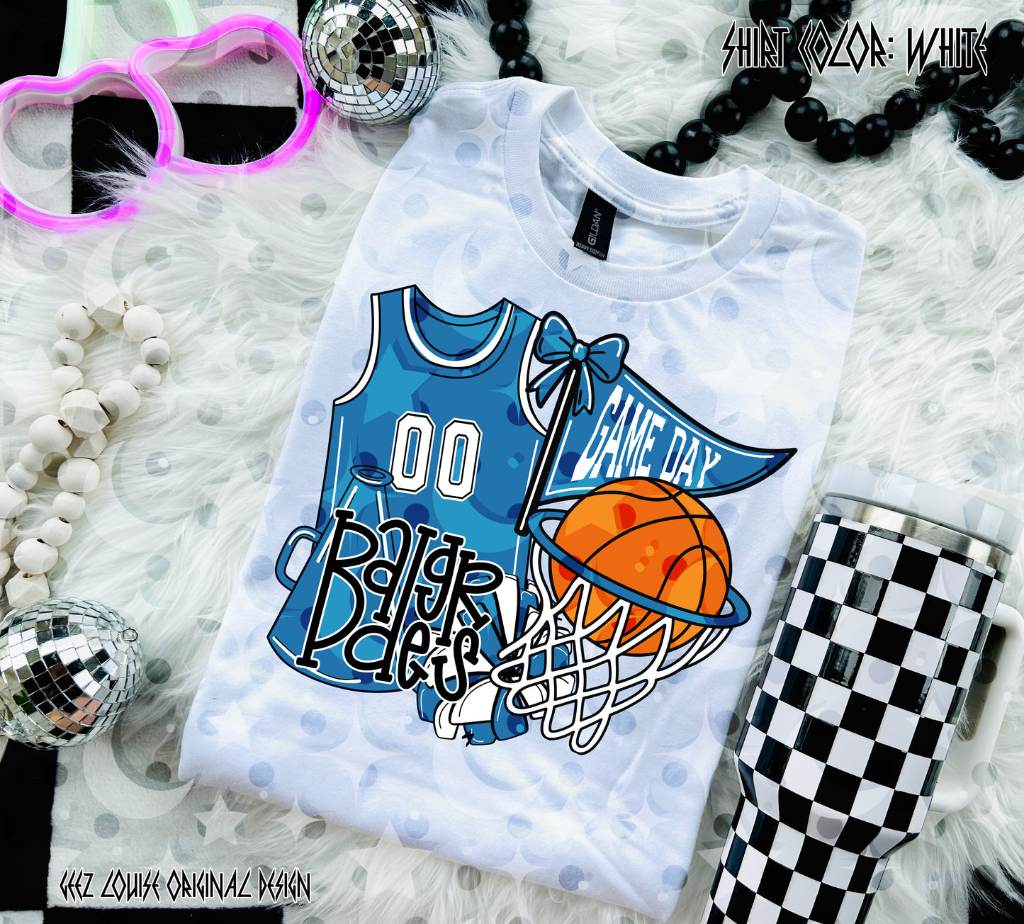Basketball Game Day Digital Design | Custom Team Spirit PNGs (100+ Teams) - Light Blue
