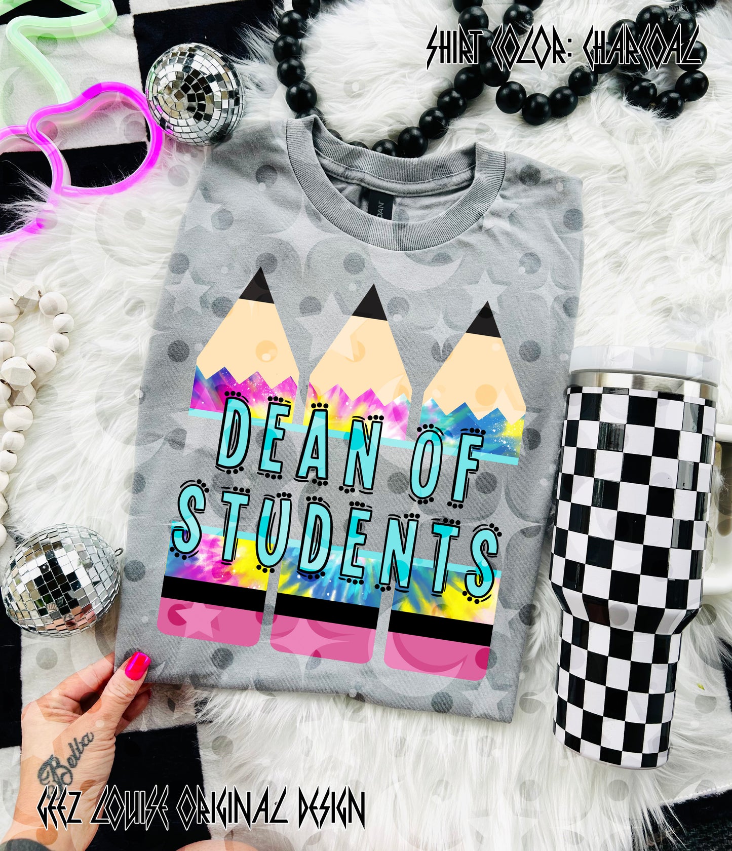 Tie Dye Pencil — Teacher & Grade PNG (multiple options!)