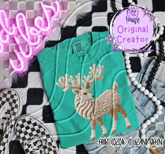 Yarn Texture Reindeer Digital Design | Cozy Rope Stitch Effect | Winter & Christmas Sublimation PNG