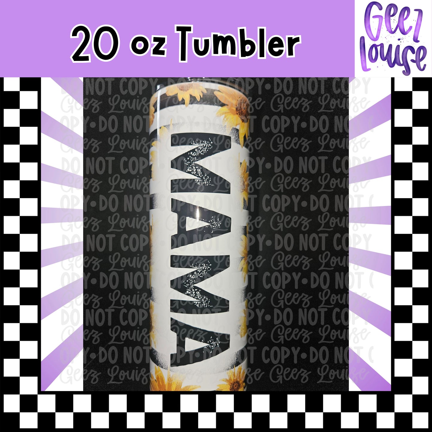 Mama Sunflower 20 oz Stainless Steel Tumbler – Lid & Straw Included