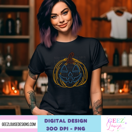 Neon Pumpkin Halloween - Digital Download- PNG