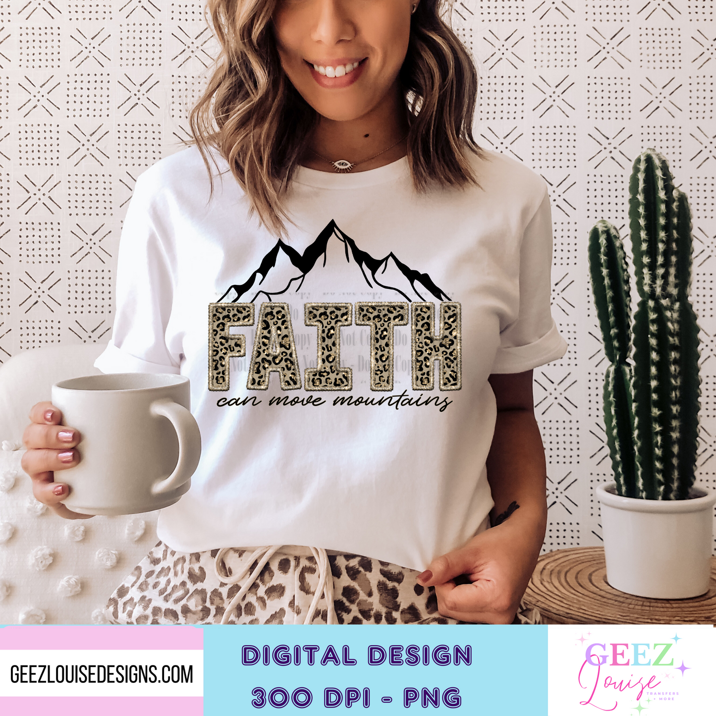 Faith can move mountains - faux embroidery - Digital Download- PNG