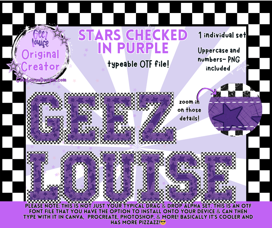 Stars Checked In – OTF Fonts + PNG | Multiple Color Variants