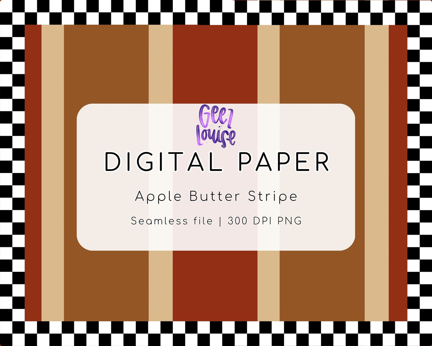 Apple Butter Stripe Seamless Digital Paper | Fall Autumn PNG Background | 300 DPI