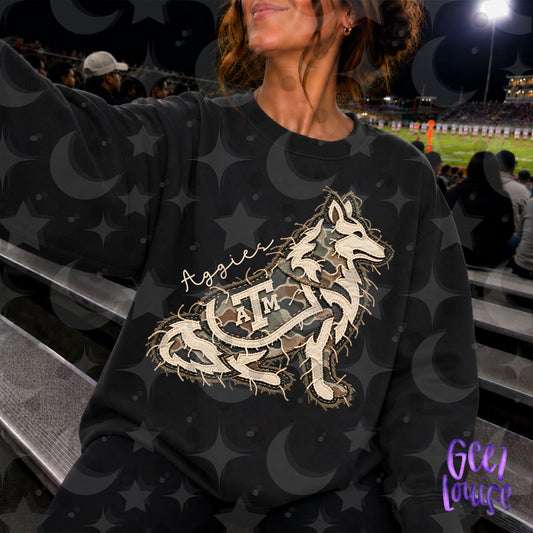 SEC Team Mascots | Frayed Camo Fabric Applique PNG Designs