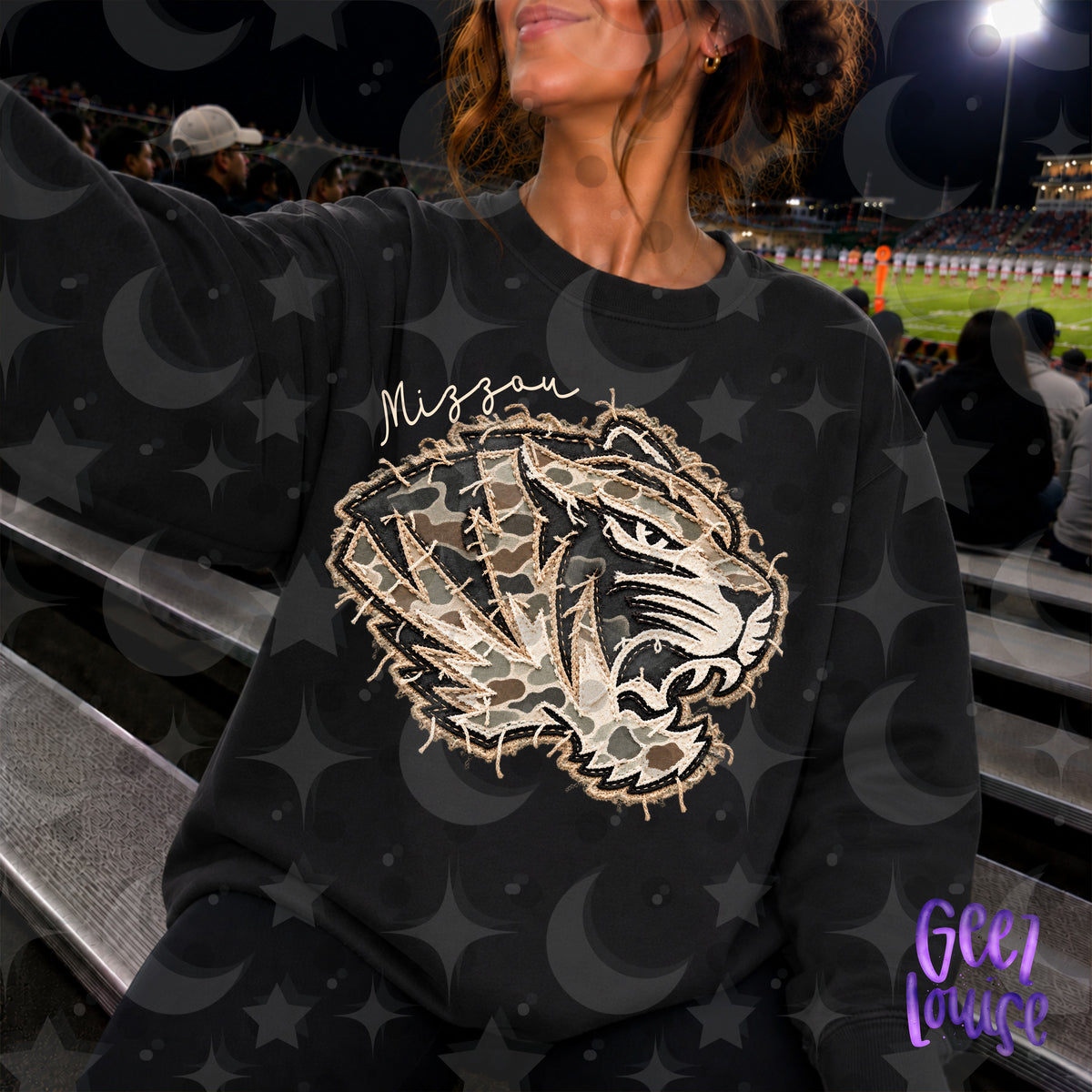 SEC Team Mascots | Frayed Camo Fabric Applique PNG Designs
