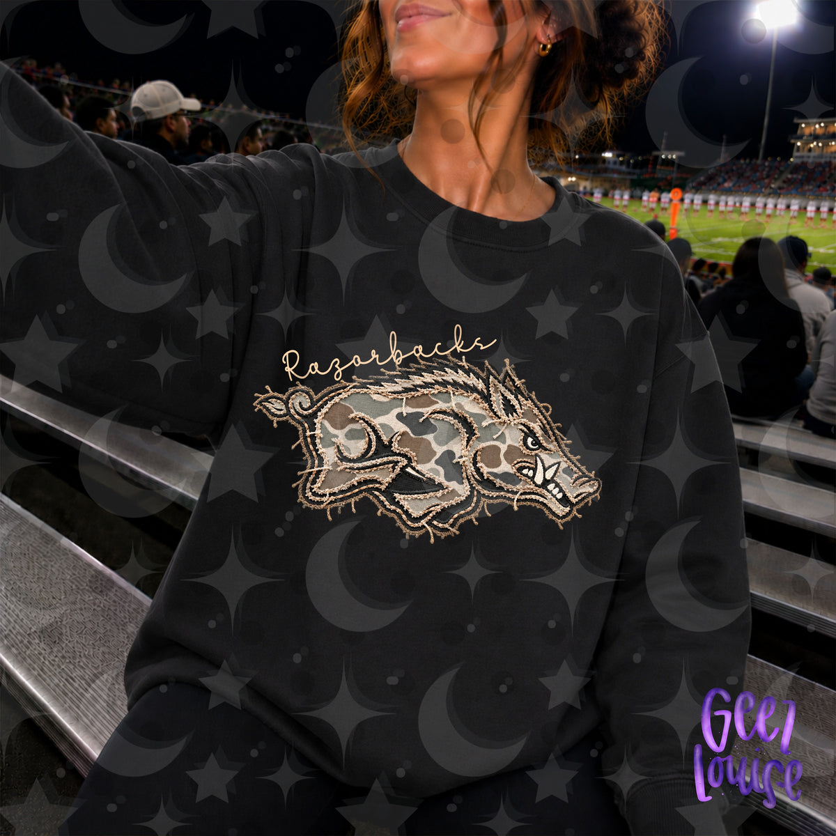 SEC Team Mascots | Frayed Camo Fabric Applique PNG Designs