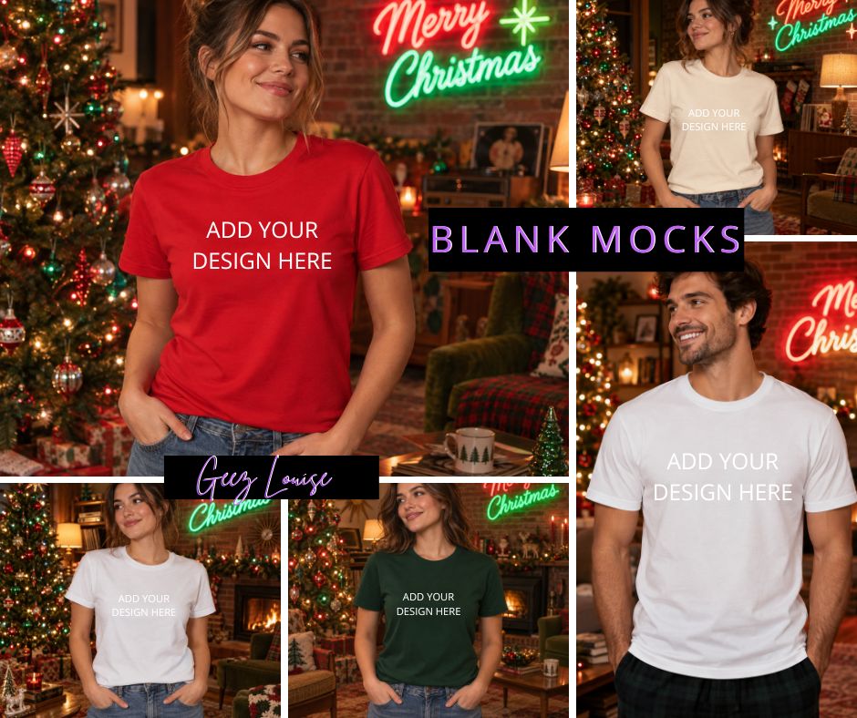 Retro Christmas Blank T-Shirt Mockup Bundle