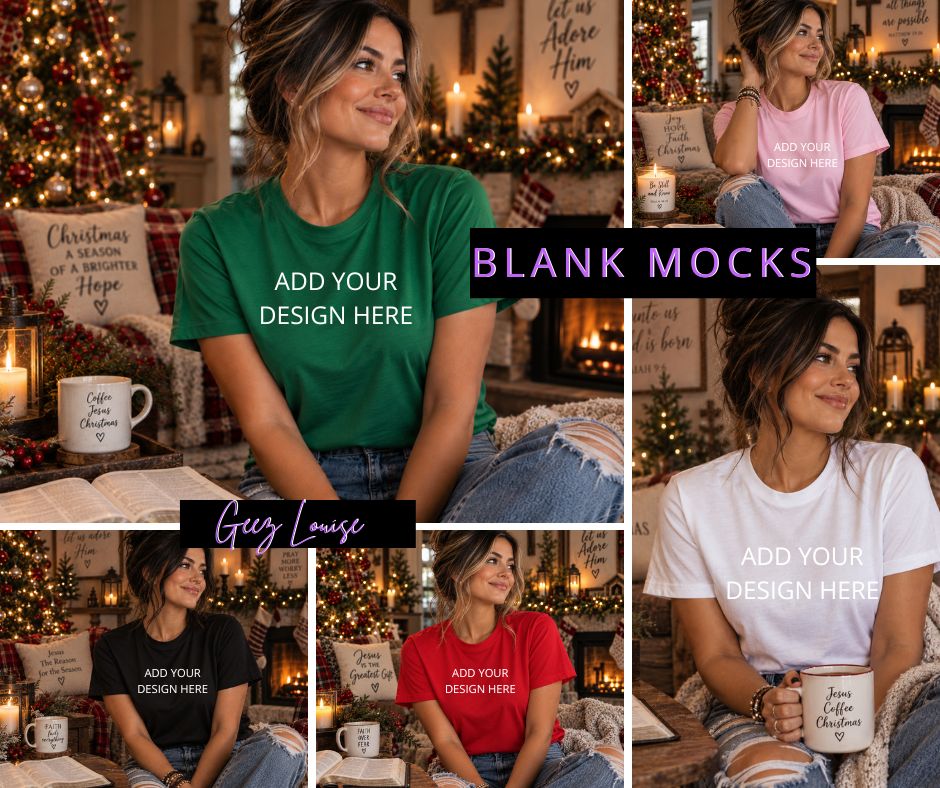 Christian Christmas Blank T-Shirt Mockup Bundle