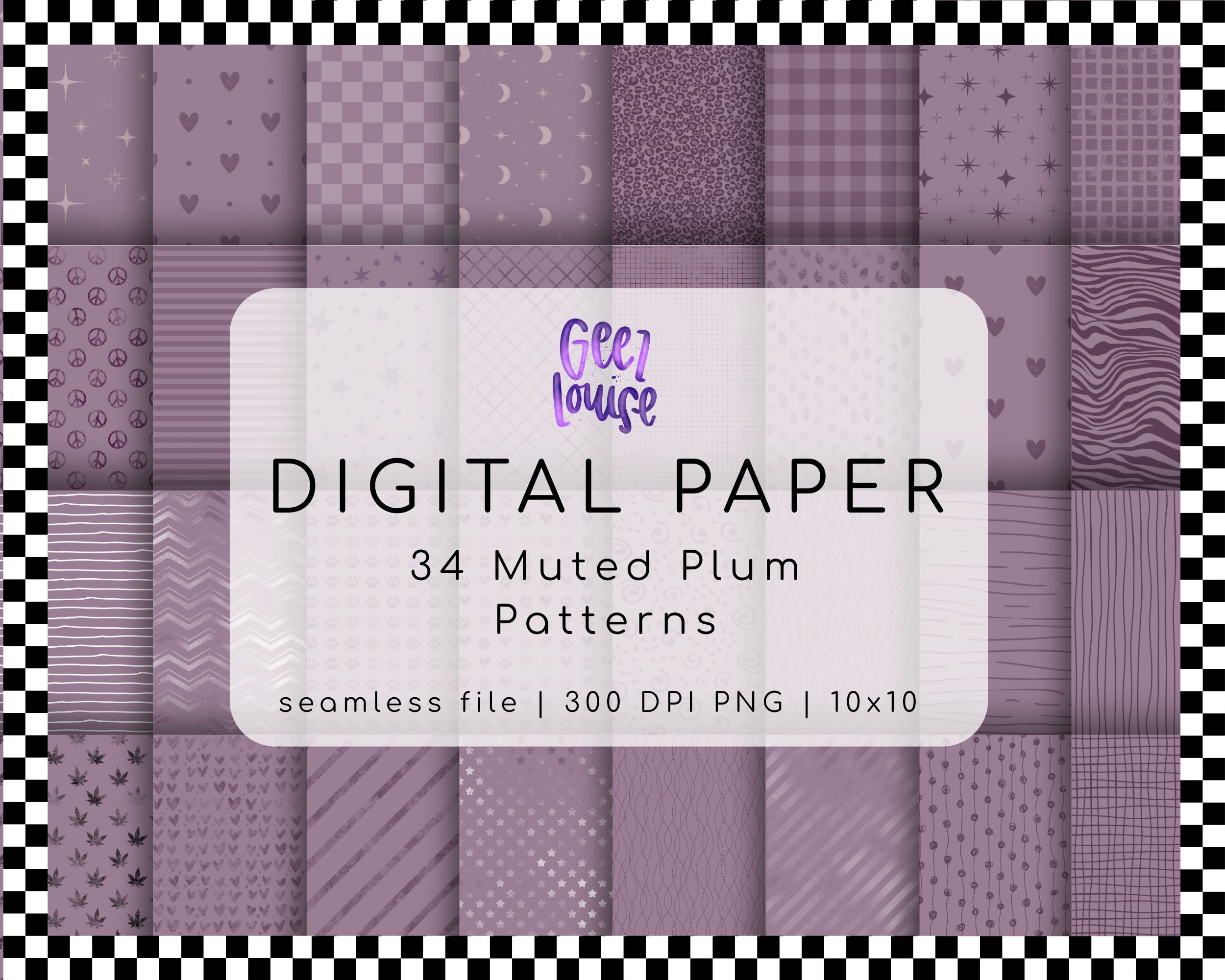 Muted Plum Seamless Digital Papers • 300 DPI Pattern Bundle – GeezLouise