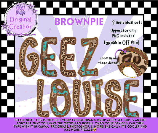 Brownpie Alpha Font Set | Leopard Print OTF & PNG Letters