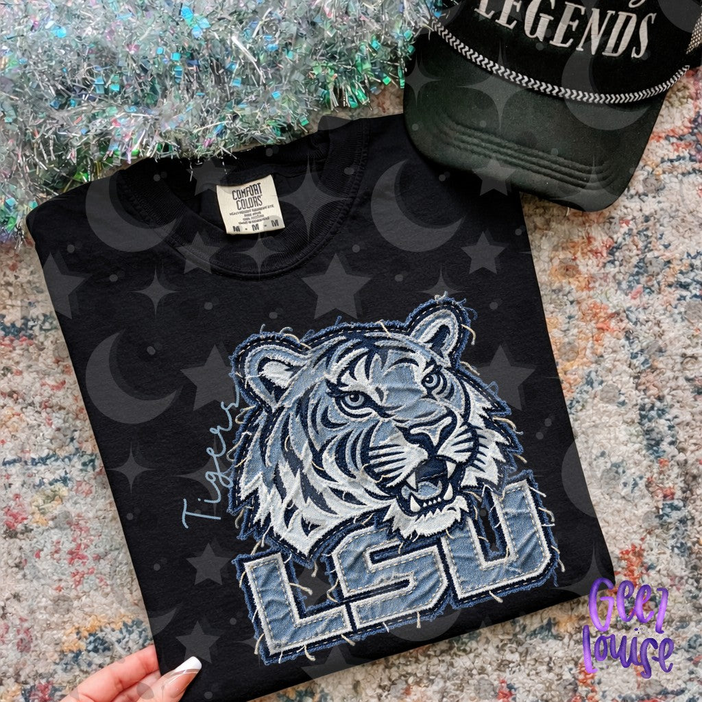 SEC Team Mascots | Frayed Blue Jean Denim Applique PNG Designs