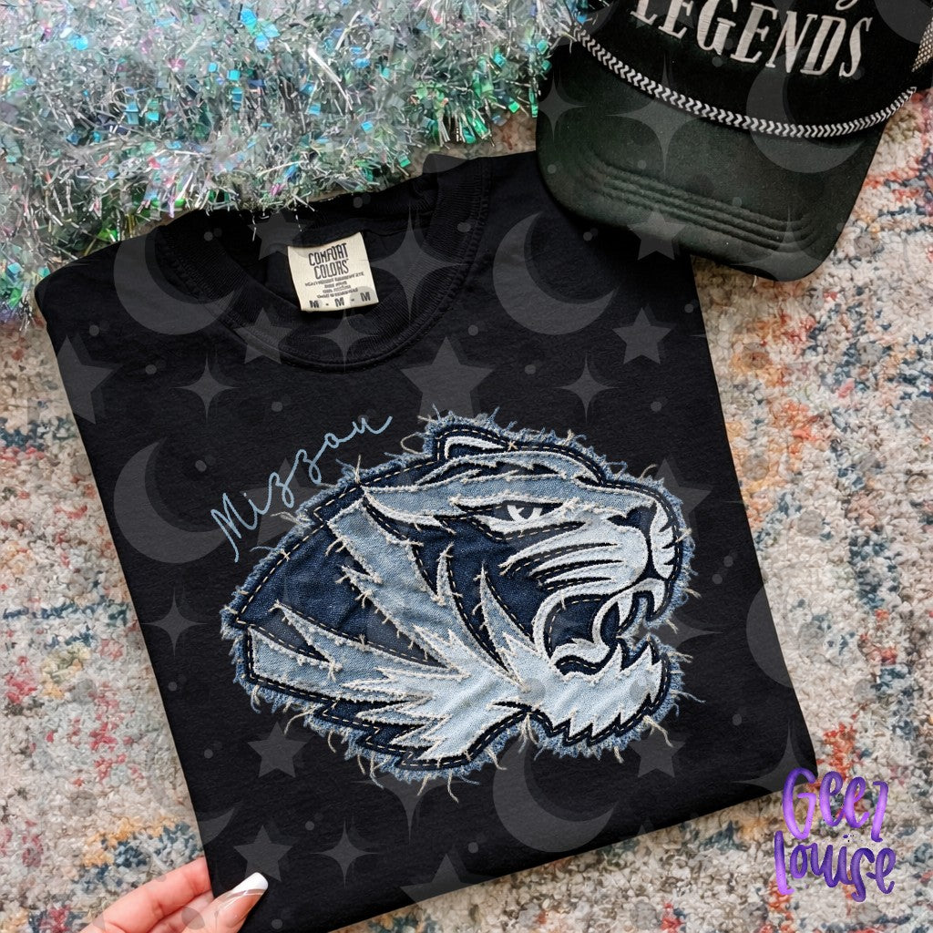 SEC Team Mascots | Frayed Blue Jean Denim Applique PNG Designs