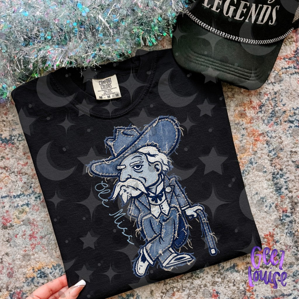 SEC Team Mascots | Frayed Blue Jean Denim Applique PNG Designs
