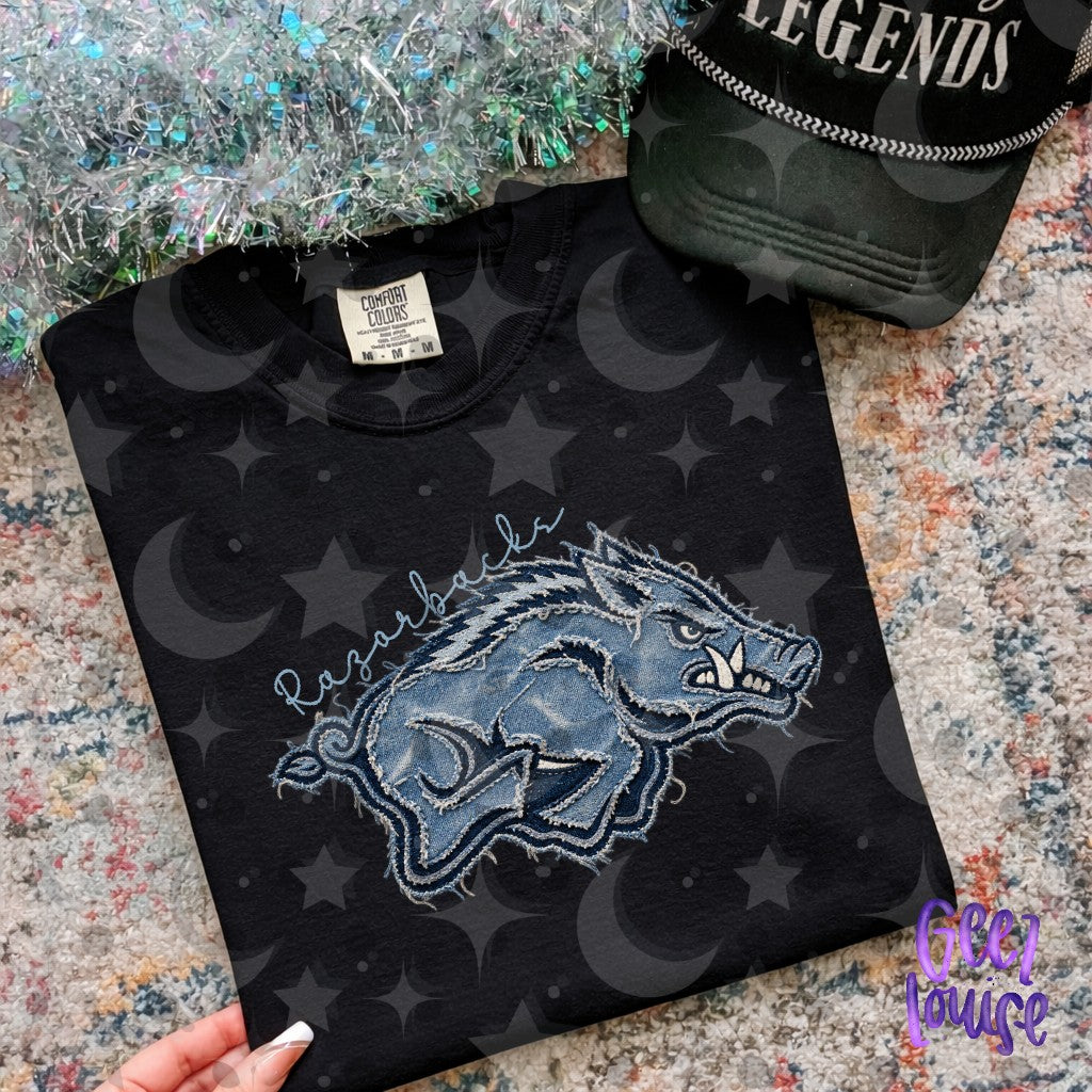 SEC Team Mascots | Frayed Blue Jean Denim Applique PNG Designs