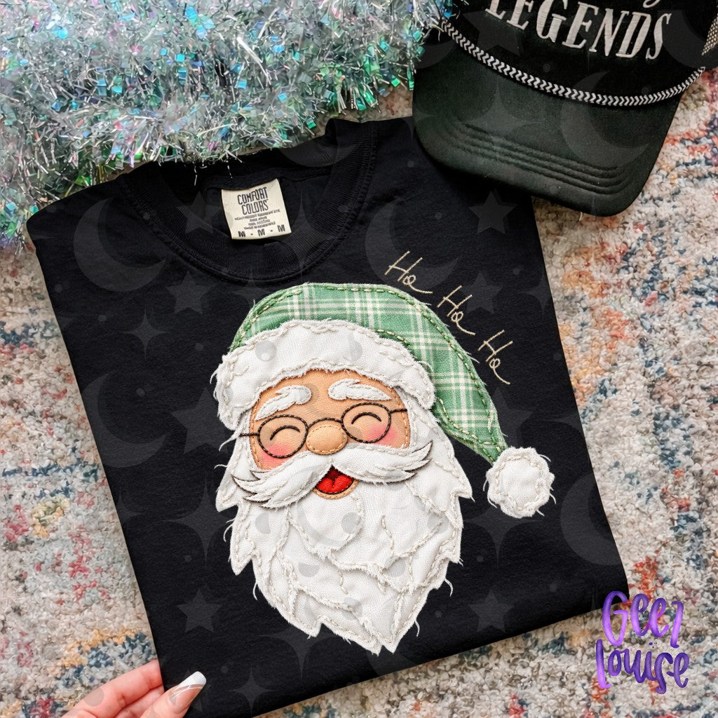 Ho Ho Ho Santa Frayed Fabric Christmas PNG | 3 Styles & Bundle