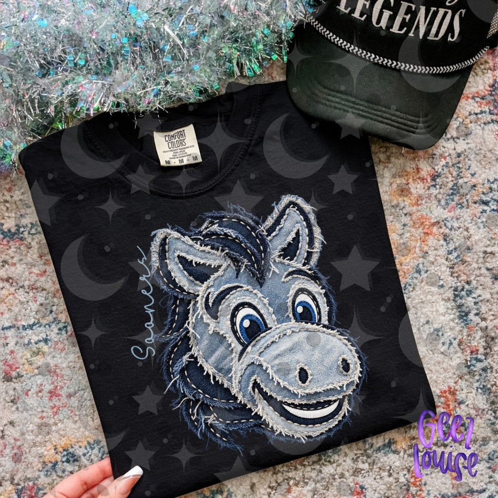 SEC Team Mascots | Frayed Blue Jean Denim Applique PNG Designs