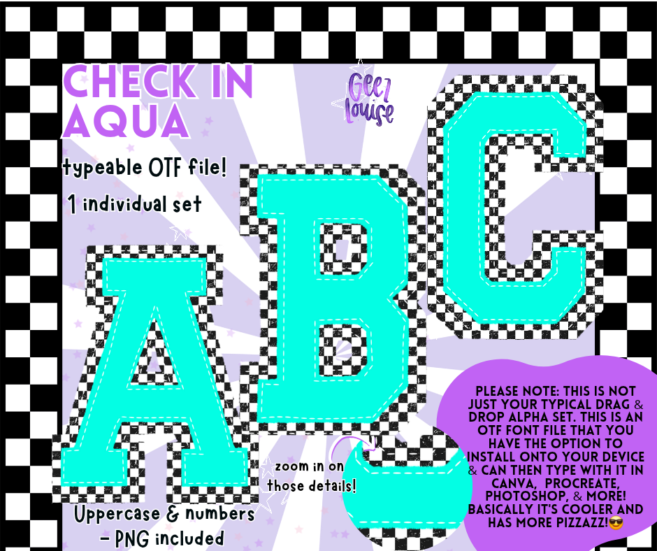 Check It Alpha Series – OTF Fonts + PNG | Multiple Color Variants