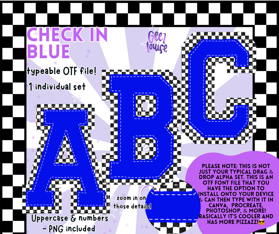 Check It Alpha Series – OTF Fonts + PNG | Multiple Color Variants