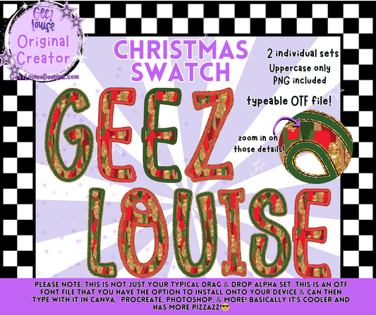 Christmas Swatch Alpha Font | Festive OTF & PNG Letters