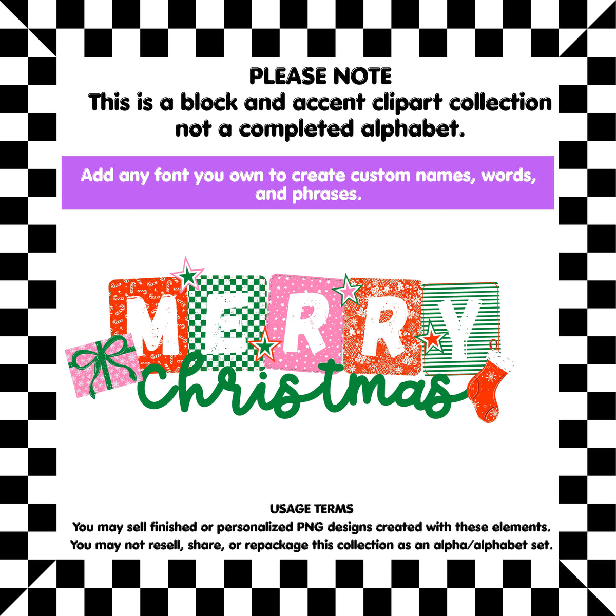 Christmas Tile Set 2 Clipart Bundle | Christmas Block Builder PNGs | 32 Piece Creator Set