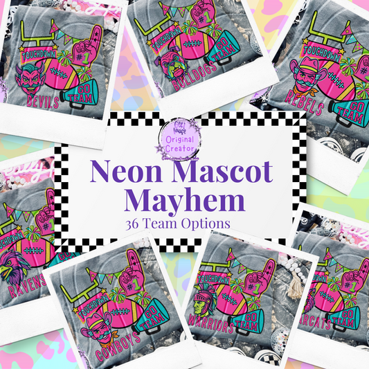 Neon Mascot Mayhem – Digital Design Collection (Choose Your Team!)