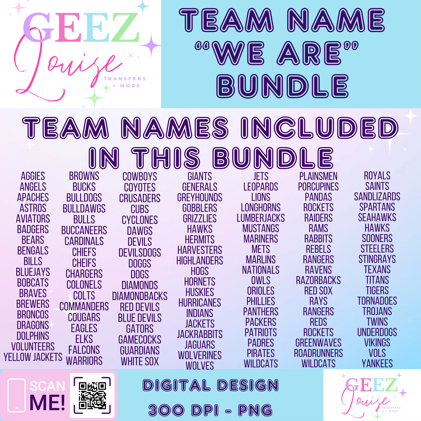 Team WE ARE bundle/drive faux embroidery  - Digital Download- PNG
